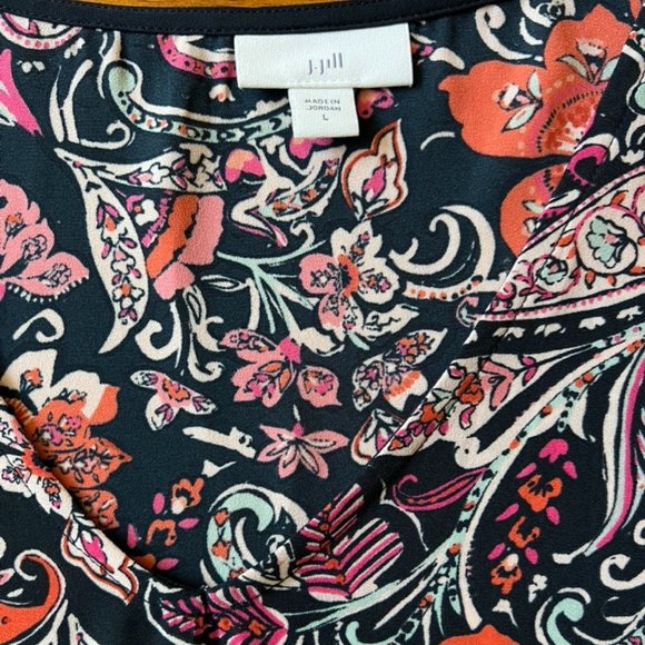 J.Jill 3/4 Sleeve Floral Blouse Size Large - Picture 5 of 8